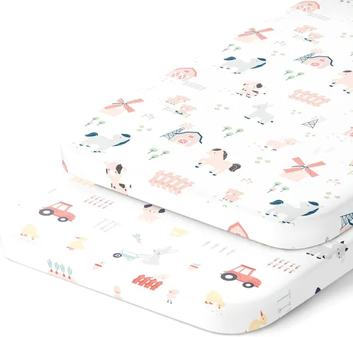 Vista 9 de Joey + Joan Sábanas de moisés compatibles con el moisés Mamaroo de 4moms, se adapta a colchón ovalado de moisés de 18 x 30 pulgadas, suave, 100%