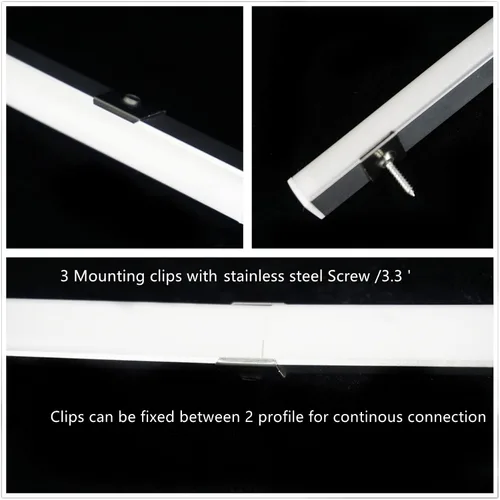 Vista 8 de THMOOTHER Tira LED con forma de V de 3.28 pies, resistente a los rayos UV, difusor de canal negro, paquete de 6 perfiles de aluminio con cubierta