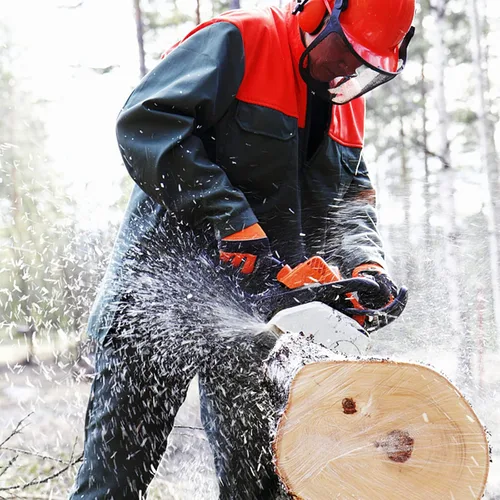 Vista 6 de Chainsaw Gloves Saw Protection on Left Hand Back EN ISO 11393-4, Cut-resistance Gloves Cow Leather Palm