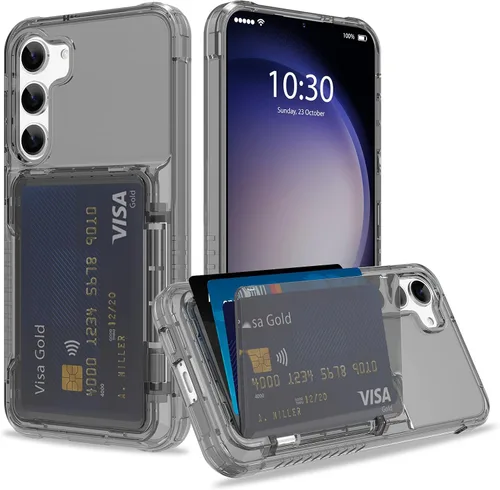 Vista 10 de Funda tipo cartera para iPhone 13 Pro Max con 3 ranuras para tarjetas de crédito, a prueba de golpes, híbrida, resistente, transparente Cubierta