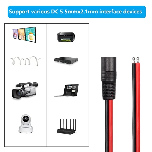 Vista 7 de CERRXIAN 1FT DC5521 Power Pigtails Cable macho y hembra