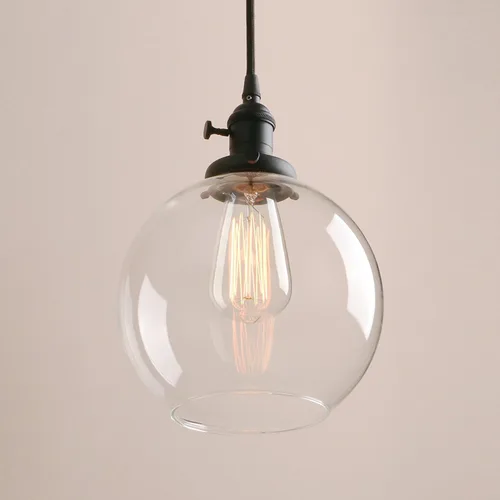 Vista 5 de Pathson Lámpara colgante negra con cristal redondo globo