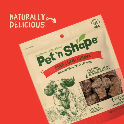 Vista 5 de Pet 'n Shape Beef Lung Chunx - Golosinas para perros, hechas y obtenidas en los Estados Unidos, 16 onzas