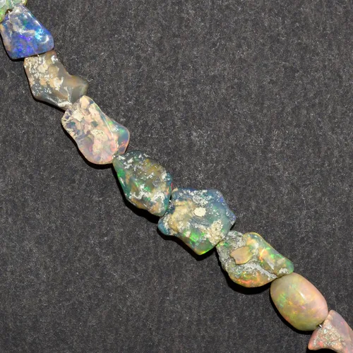 Vista 3 de InfinityGemsArt Pulsera de piedra natural, ópalo negro crudo, piedras preciosas ásperas delicadas hechas a mano, piedra natal, piedras curativas