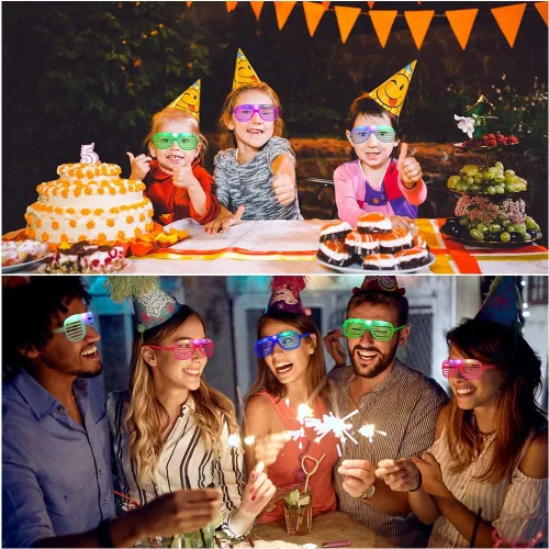Vista 2 de Ainiv Gafas de sol de color neón para niños, novedosas gafas de fiesta divertidas de los años 80 y 90, accesorios para fiestas
