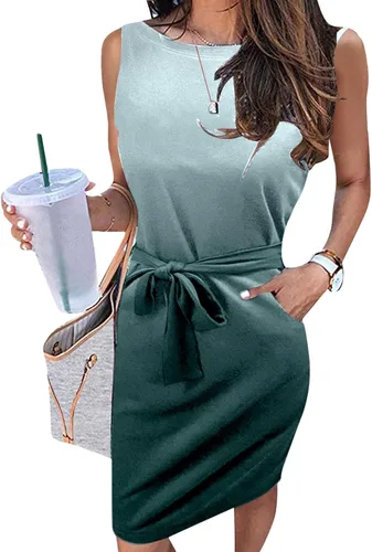 Vista 4 de Hvyesh Vestidos para mujer 2023, vestido largo con cremallera, sexy, cuello en V, talla grande, holgado, tirantes delgados, vestido largo bohemio