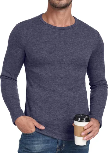 Vista 4 de Sailwind Camiseta térmica de manga larga con cuello redondo y capa base de lana para hombre
