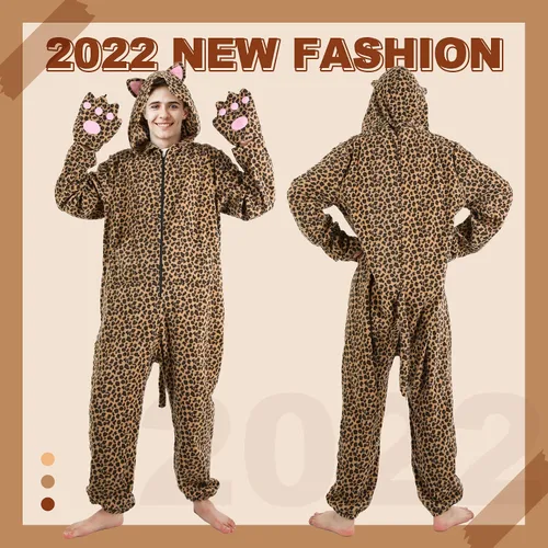 Vista 4 de Unisex Adult Onesie Animal Pajamas for Halloween Cosplay Women Girl Men Boy Sleepwear Homewear