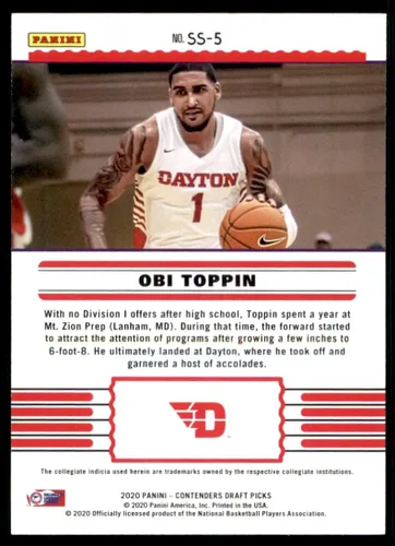 Vista 2 de 2020-21 Panini Contenders Draft Picks - Front Row Seats #SS-5 - Obi Toppin