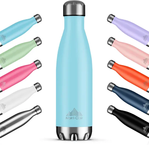 Vista 23 de Mont-Clair H2O - Botella de agua de acero inoxidable aislada al vacío, sin BPA, botella de bebidas frías 12 horas y calientes las 24 horas, metal