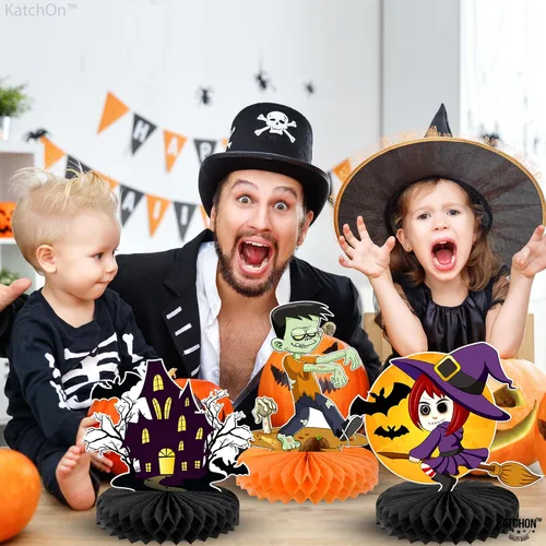 Vista 9 de KatchOn, Centros de mesa de Halloween para mesas, paquete de 9, decoraciones de fiesta de cumpleaños de Halloween para niños, centros de mesa