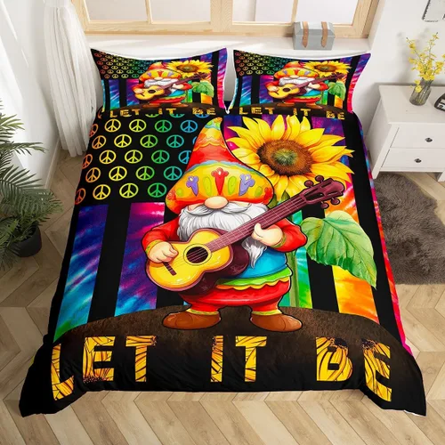 Vista 11 de Manfei Juego de funda de edredón de mariquita de tamaño individual, juego de ropa de cama de flores de acuarela de 2 piezas, funda de edredón floral
