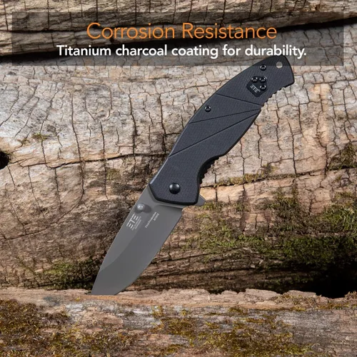Vista 7 de ETEK1051 ETE EDC Workhorse 3.2" Combo Abridor asistido, cuchillo de mango G-10