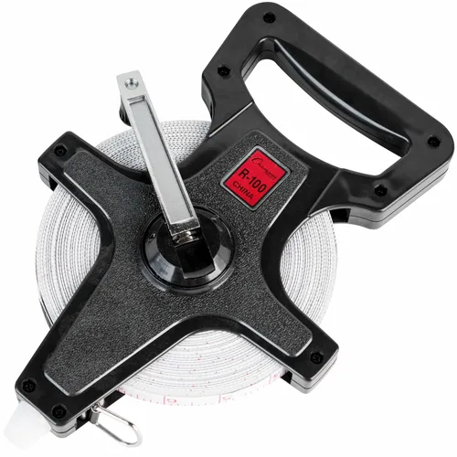 Vista 8 de Champion Sports Cintas medidoras de carrete abierto: manivela duradera con punta de metal, pies y medidores de doble cara, perfectas para pista
