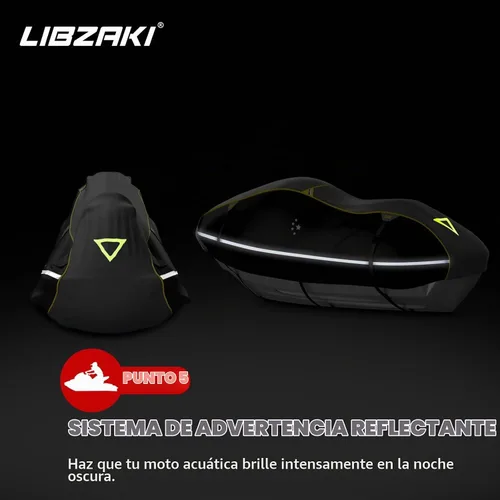 Vista 7 de LIBZAKI - Cubierta PWC para moto acuática, 2-3 asientos, resistente al agua, 600D, resistente a los rayos UV, se adapta a Yamaha Sea-Doo Kawasaki