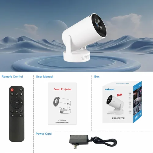 Vista 9 de Mini proyector 4K compatible con doble banda WIFI6 5G inalámbrico 5.4 Bluetooth Android 11, altavoz base de sonido, Keystone vertical automático