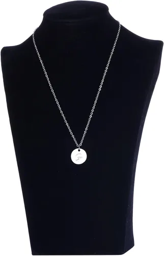 Vista 3 de AOLO Personalized Birthstone Initial A Necklace Engraved Disc Danity Pendant Necklaces Silver