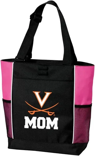 Vista 6 de Broad Bay Official UVA Tote Bag - Zippered Travel Carryall University of Virginia Cavaliers Logo, 600D Canvas, Front Pocket, Side Mesh Pockets