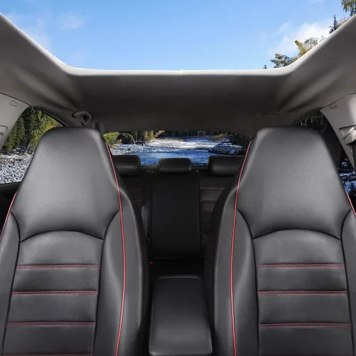 Vista 7 de TOYOUN fundas clásicas universales de cuero sintético para asiento delantero de automóvil, fundas de asiento tipo cubo de respaldo alto - Se adaptan
