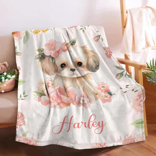 Vista 64 de Manta de bebé personalizada para niñas y niños pequeños, recién nacidos, regalos personalizados de vaca floral con nombre y texto, 40 x 30 pulgadas