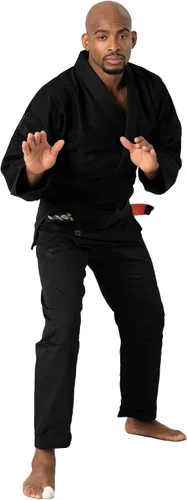 Vista 2 de Ronin 1980 BJJ GI para hombre - Equipo de entrenamiento de artes marciales ultraligeras de algodón Negro