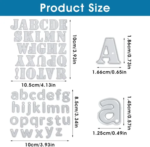 Vista 6 de Amaxiu 53 troqueles de corte del alfabeto, plantillas de letras de metal, plantillas de estampado en relieve, suministros para tarjetas de álbumes