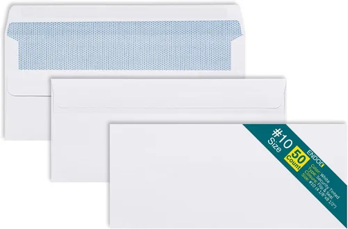 Vista 10 de Sobres autosellantes #10 – 100 por paquete – 4 1/8 x 9 1/2 pulgadas tamaño carta – Sobres comerciales #10 cierre abatible y pegar, seguridad tintada