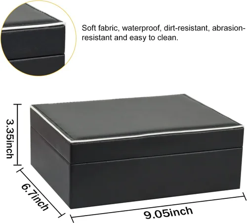 Vista 5 de Joyero organizador para mujer, organizador de aretes, cajas de almacenamiento de joyas multicapa, regalo ideal, aretes de piel sintética, caja