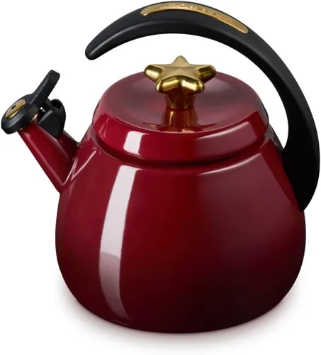 Vista 18 de Le Creuset - Tetera de cloche esmaltada en acero, 2.2 cuartos de galón, Cerise