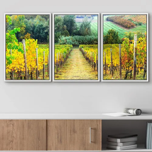 Vista 446 de wall26 Lienzo enmarcado para pared, juego de arte de acuarela pastel, paisaje rural, ilustraciones con formas abstractas, arte moderno, decorativo