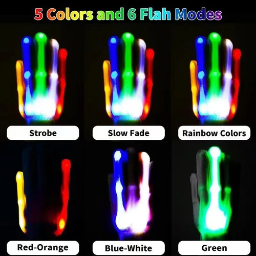 Vista 2 de Disfraz de Halloween para niños, juguetes geniales para guantes LED iridiscentes, regalos únicos para edades de 13 años en adelante, juguete
