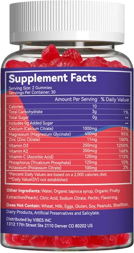 Vista 4 de Gomitas de calcio y magnesio y zinc de 1000 mg- con vitamina D3 y B12