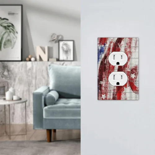 Vista 7 de Cubiertas decorativas para placa de interruptor, bandera estadounidense, receptáculo de 1 banda, placa de pared dúplex, cubierta de interruptor