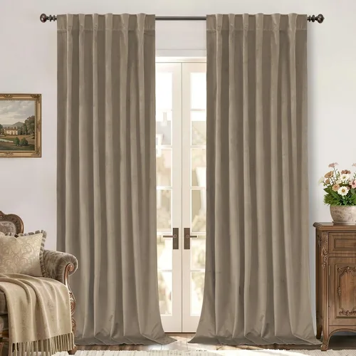 Vista 11 de BGment Cortinas de terciopelo rosa polvoriento, 2 paneles de 84 pulgadas, 2 paneles para sala de estar, aislamiento térmico de lujo, reducen