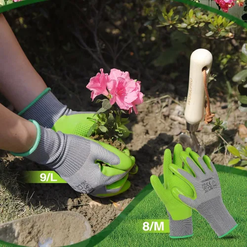 Vista 8 de WORKPRO 6 pares de guantes de jardín, guantes de trabajo con revestimiento de palma de látex ecológico, guantes de jardinería, guantes de trabajo