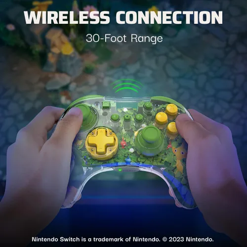 Vista 3 de PDP REALMz Wireless Controller for Nintendo SwitchOLED - Pikmin 4 Pikmin Clover Patch