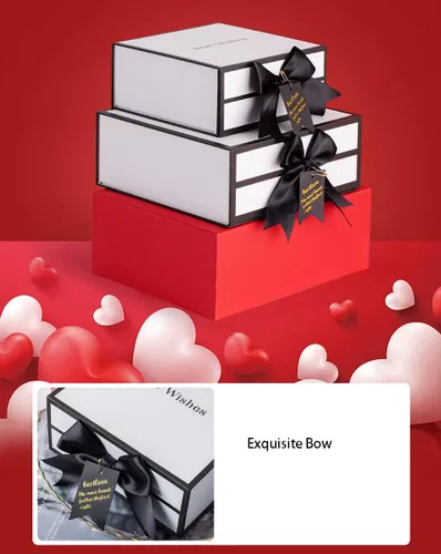 Vista 3 de Homeanda Paquete de 3 cajas de cartón negro de diferentes tamaños con tapa superior para Navidad, cumpleaños, día de la madre, Pascua, despedidas