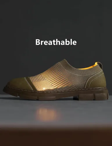 Vista 5 de Zapatos Oxford para hombre, zapatos de vestir ligeros para hombre, zapatos casuales de negocios, zapatos de moda de punto, zapatos de malla