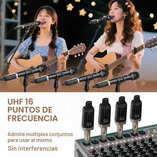Vista 2 de Depusheng Receptor transmisor de guitarra inalámbrico T9, receptor transmisor de micrófono inalámbrico XLR Sistema inalámbrico para micrófono