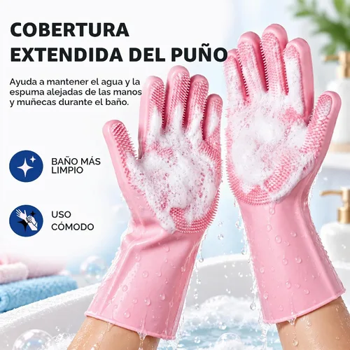 Vista 5 de NVNAN - Guantes de silicona para mascotas con dientes de alta densidad para perros y gatos Rosa