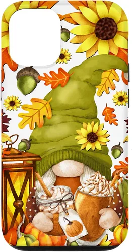 Vista 25 de iPhone 15 Hello Fall Gnomo para mujer, diseño de hojas de otoño, diseño de calabaza