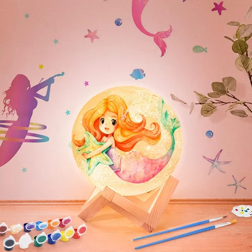 Vista 2 de Minleway Kit Recargable de Pintura para Hacer tu Propia Lámpara de Luna con 16 Colores, Kit de Artes y Manualidades para Niños, Mujeres, Niñas