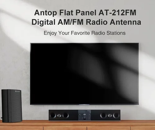 Vista 2 de Antena de radio AM/FM amplificada digital interior para radio estéreo universal Receptor de difusión RF de señal de audio