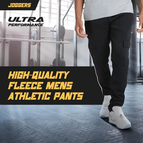 Vista 3 de Ultra Performance 3 Pack Mens Open Bottom Sweatpants with Pockets, Casual Sweatpants for Men
