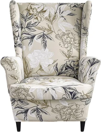 Vista 43 de NILUOH Funda para silla Wingback, 2 piezas, fundas elásticas de elastano para silla con respaldo de ala, funda lavable para sillones con respaldo