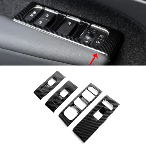 Vista 3 de Lirun 4 piezas de cubierta de panel de interruptor de ventana de puerta para Volvo XC40 2018-2020, aspecto de fibra de carbono