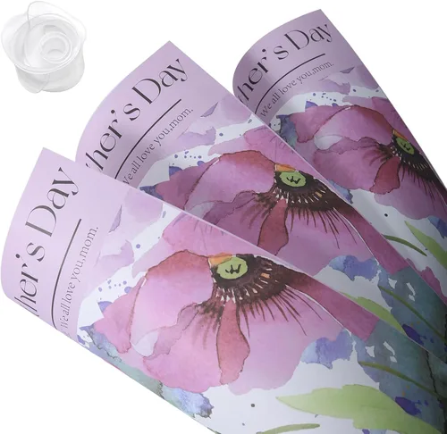 Vista 8 de HYSSINOWRAP 20 hojas/papel de regalo de dos colores para el Día de la Madre, suministros de ramo de floristería, manualidades, embalaje de regalo