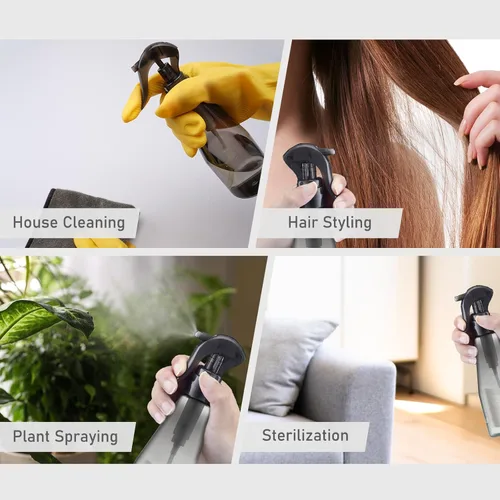 Vista 12 de Botella de spray continuo para cabello, 10 onzas, botellas de pulverización de agua ultrafinas para limpieza, plantas, mascotas