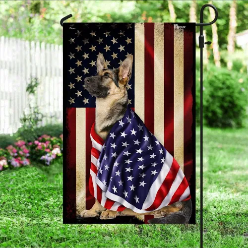 Vista 44 de Bandera Americana - Divertido Perro Pastor Alemán Bandera Americana TQN2748F, 3x5 pies. Bandera - Banderas de EE. UU. Poliéster Premium - Bandera