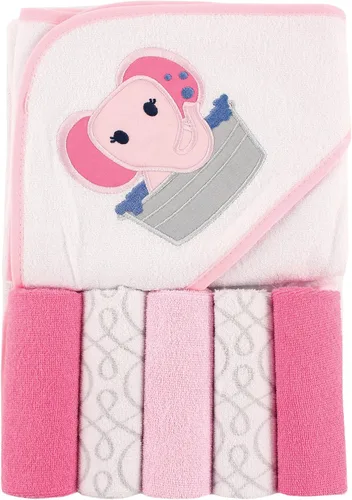 Vista 12 de Luvable Friends Toalla unisex con capucha para bebé con cinco paños, zorro para niños, talla única
